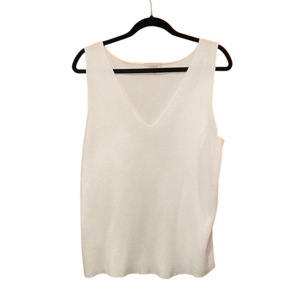LOFT - White Ribbed Tank Top - Womens XL - Great Condition!